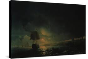 View over Odessa at Moonlight Night, 1896-Ivan Konstantinovich Aivazovsky-Stretched Canvas