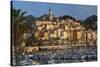 View over Old Town and Port-Stuart Black-Stretched Canvas