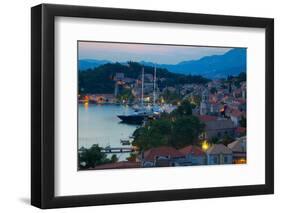 View over Old Town at Dusk, Cavtat, Dubrovnik Riviera, Dalmatian Coast, Dalmatia, Croatia, Europe-Frank Fell-Framed Photographic Print