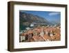 View over Old Town, UNESCO World Heritage Site, with Cruise Ship in Port, Kotor, Montenegro, Europe-Frank Fell-Framed Photographic Print