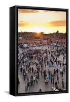 View over People in the Place Djemaa El Fna at Sunset, Marrakech, Morocco, North Africa, Africa-Matthew Williams-Ellis-Framed Stretched Canvas