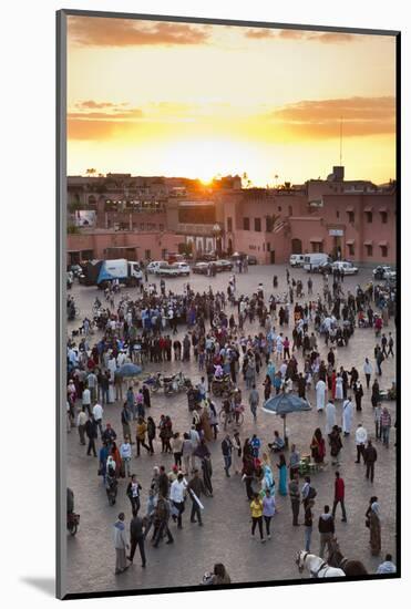 View over People in the Place Djemaa El Fna at Sunset, Marrakech, Morocco, North Africa, Africa-Matthew Williams-Ellis-Mounted Photographic Print