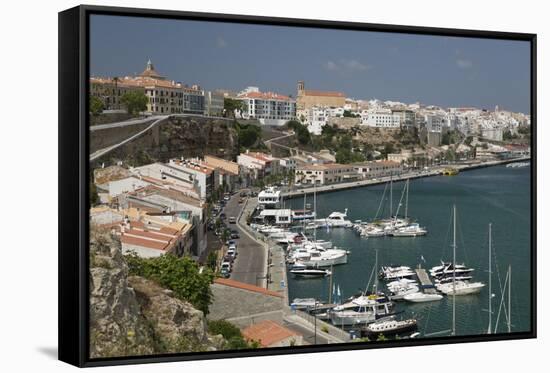 View over Port and Old Town, Mahon, Menorca, Balearic Islands, Spain, Mediterranean-Stuart Black-Framed Stretched Canvas