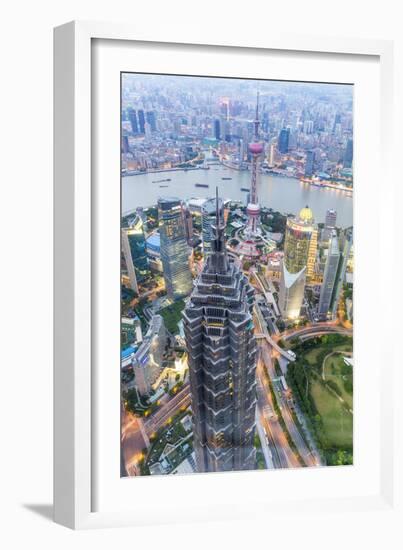 View over Pudong Financial District at Dusk, Shanghai, China, Asia-G & M Therin-Weise-Framed Photographic Print