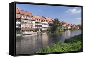 View over Regnitz River to Little Venice (Kleinvenedig), Bamberg, Franconia, Bavaria, Germany-Markus Lange-Framed Stretched Canvas
