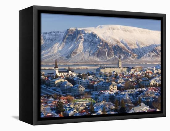 View over Reykjavik in Winter, Iceland-Gavin Hellier-Framed Stretched Canvas