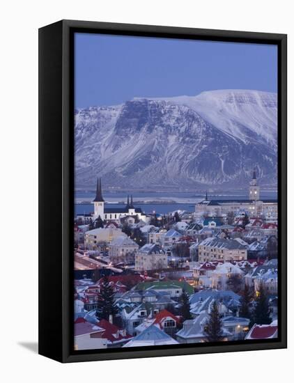 View over Reykjavik in Winter, Iceland-Gavin Hellier-Framed Stretched Canvas