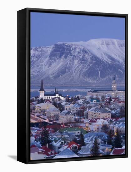 View over Reykjavik in Winter, Iceland-Gavin Hellier-Framed Stretched Canvas