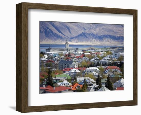 View Over Reykjavik With Mountains Looming in the Distance, Reykjavik, Iceland, Polar Regions-Lee Frost-Framed Photographic Print