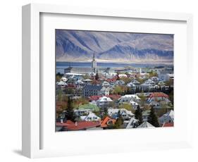 View Over Reykjavik With Mountains Looming in the Distance, Reykjavik, Iceland, Polar Regions-Lee Frost-Framed Photographic Print