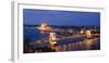 View over River Danube, Chain Bridge and Hungarian Parliament Building at Night-Ben Pipe-Framed Photographic Print