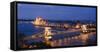 View over River Danube, Chain Bridge and Hungarian Parliament Building at Night-Ben Pipe-Framed Stretched Canvas