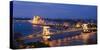 View over River Danube, Chain Bridge and Hungarian Parliament Building at Night-Ben Pipe-Stretched Canvas