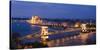 View over River Danube, Chain Bridge and Hungarian Parliament Building at Night-Ben Pipe-Stretched Canvas