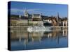 View over River Danube to Matthias Church (Matyas Templom) and Fishermen's Bastion, Budapest, Centr-Stuart Black-Stretched Canvas