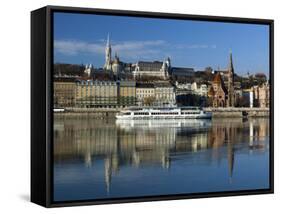 View over River Danube to Matthias Church (Matyas Templom) and Fishermen's Bastion, Budapest, Centr-Stuart Black-Framed Stretched Canvas