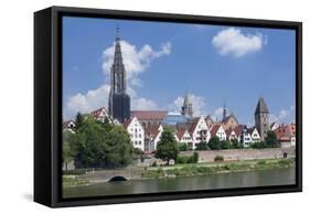 View over River Danube to the Old Town of Ulm-Markus Lange-Framed Stretched Canvas