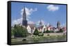 View over River Danube to the Old Town of Ulm-Markus Lange-Framed Stretched Canvas