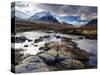 View Over River Etive Towards Snow-Capped Mountains, Rannoch Moor, Near Fort William, Scotland-Lee Frost-Stretched Canvas