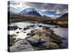 View Over River Etive Towards Snow-Capped Mountains, Rannoch Moor, Near Fort William, Scotland-Lee Frost-Stretched Canvas