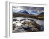 View Over River Etive Towards Snow-Capped Mountains, Rannoch Moor, Near Fort William, Scotland-Lee Frost-Framed Photographic Print