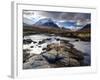 View Over River Etive Towards Snow-Capped Mountains, Rannoch Moor, Near Fort William, Scotland-Lee Frost-Framed Photographic Print