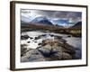 View Over River Etive Towards Snow-Capped Mountains, Rannoch Moor, Near Fort William, Scotland-Lee Frost-Framed Photographic Print