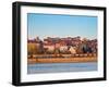 View over River Vistula towards The Old Town at sunrise, Warsaw, Masovian Voivodeship, Poland-Karol Kozlowski-Framed Photographic Print