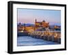 View over Roman Bridge of Cordoba and Guadalquivir River towards the Mosque Cathedral-Karol Kozlowski-Framed Photographic Print