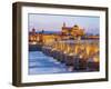 View over Roman Bridge of Cordoba and Guadalquivir River towards the Mosque Cathedral-Karol Kozlowski-Framed Photographic Print