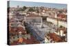 View over Rossio Square Praca Dom Pedro Iv, Lisbon, Portugal-Peter Adams-Stretched Canvas