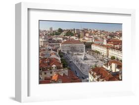 View over Rossio Square Praca Dom Pedro Iv, Lisbon, Portugal-Peter Adams-Framed Photographic Print