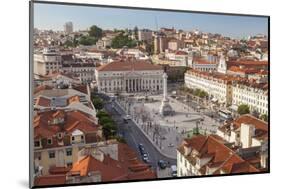 View over Rossio Square Praca Dom Pedro Iv, Lisbon, Portugal-Peter Adams-Mounted Photographic Print