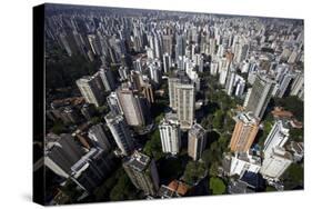 View over Sao Paulo Skyscrapers and Traffic Jam from Taxi Helicopter-Olivier Goujon-Stretched Canvas