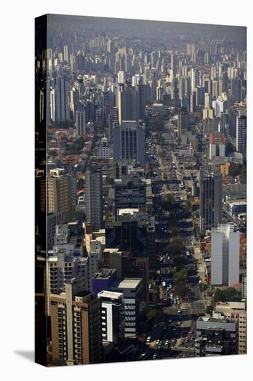 View over Sao Paulo Skyscrapers and Traffic Jam from Taxi Helicopter-Olivier Goujon-Stretched Canvas