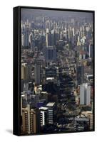 View over Sao Paulo Skyscrapers and Traffic Jam from Taxi Helicopter-Olivier Goujon-Framed Stretched Canvas