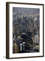 View over Sao Paulo Skyscrapers and Traffic Jam from Taxi Helicopter-Olivier Goujon-Framed Photographic Print