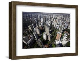 View over Sao Paulo Skyscrapers and Traffic Jam from Taxi Helicopter-Olivier Goujon-Framed Photographic Print