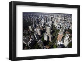 View over Sao Paulo Skyscrapers and Traffic Jam from Taxi Helicopter-Olivier Goujon-Framed Photographic Print