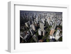 View over Sao Paulo Skyscrapers and Traffic Jam from Taxi Helicopter-Olivier Goujon-Framed Photographic Print