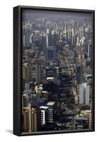 View over Sao Paulo Skyscrapers and Traffic Jam from Taxi Helicopter-Olivier Goujon-Framed Photographic Print