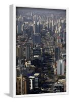 View over Sao Paulo Skyscrapers and Traffic Jam from Taxi Helicopter-Olivier Goujon-Framed Photographic Print