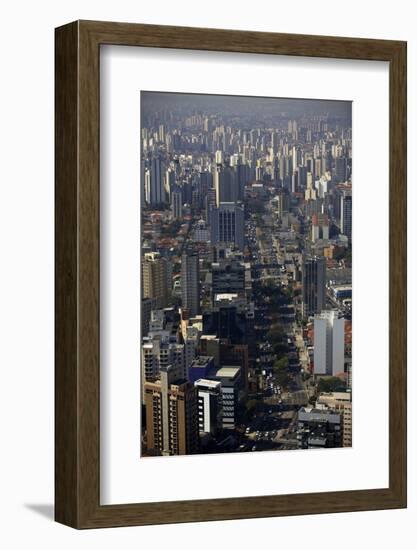 View over Sao Paulo Skyscrapers and Traffic Jam from Taxi Helicopter-Olivier Goujon-Framed Photographic Print