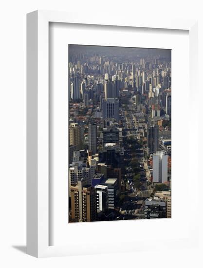 View over Sao Paulo Skyscrapers and Traffic Jam from Taxi Helicopter-Olivier Goujon-Framed Photographic Print