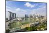 View over Singapore Skyline around Marina Bay with Marina Bay Sands-Fraser Hall-Mounted Photographic Print