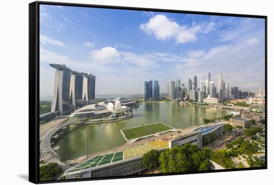 View over Singapore Skyline around Marina Bay with Marina Bay Sands-Fraser Hall-Framed Stretched Canvas