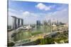 View over Singapore Skyline around Marina Bay with Marina Bay Sands-Fraser Hall-Stretched Canvas