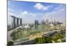 View over Singapore Skyline around Marina Bay with Marina Bay Sands-Fraser Hall-Mounted Photographic Print