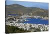 View over Skala, Patmos, Dodecanese, Greek Islands, Greece, Europe-null-Stretched Canvas