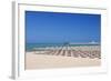 View over Spiaggia Di San Lorenzo Beach to the Lighthouse on Isola Di Sant'Eufemia Island, Vieste-Markus Lange-Framed Photographic Print